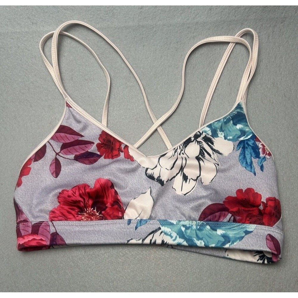 Old Navy Active Floral Sports Bra Go Dry Criss Cross Back Yoga Gym Sz S